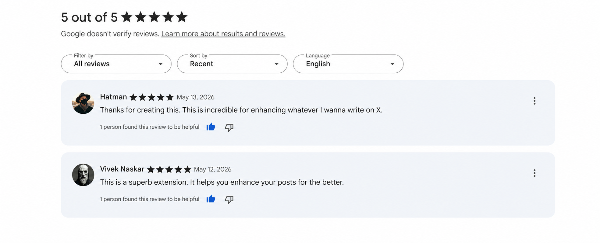 Postvolve user feedback screenshot
